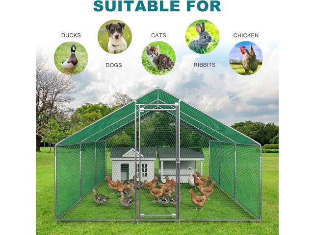 Oarlike Large Metal Chicken Coop with Cover - Heavy Duty Galvanized Steel Walk-in Poultry Run for 20 Chickens, Ducks & Rabbits - UZIS Sports