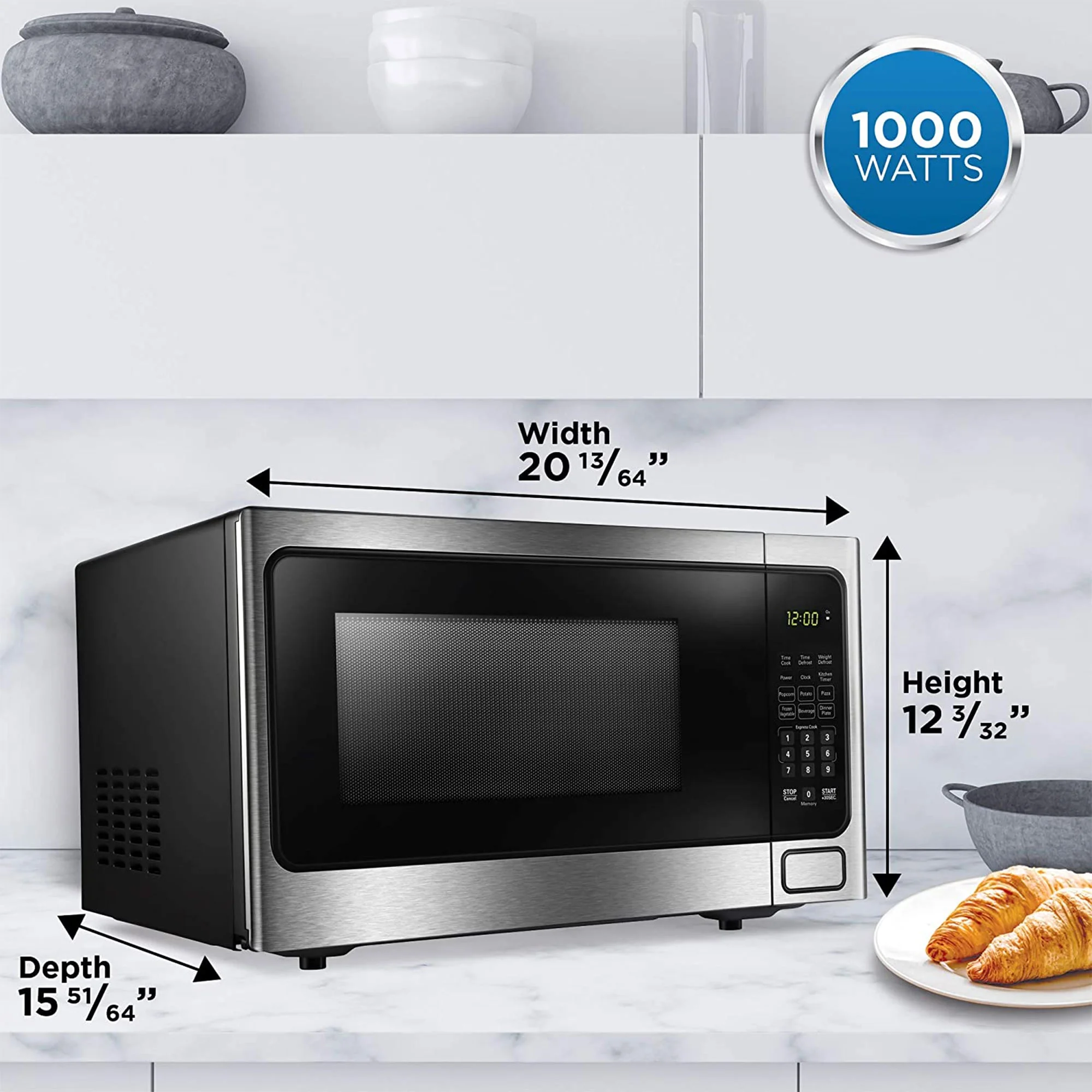Danby DDMW1125BBS 1,000 W 1.1 Cu Ft Countertop Microwave, Stainless Finish - UZIS Sports