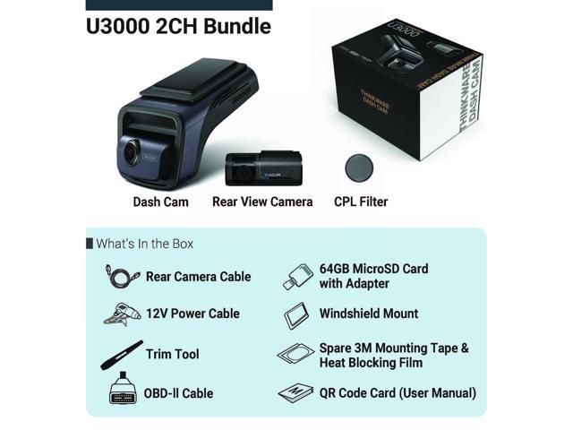 Thinkware U3000 4K UHD Dual-Channel Dash Cam - Sony STARVIS 2, Front & Rear Cameras, Built-in Radar & GPS, 5GHz Wi-Fi - UZIS Sports