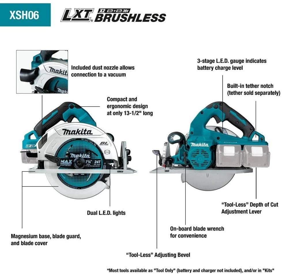 Makita XSH06PT 18V X2 LXT Lithium-Ion 36V Brushless Cordless 7-1/4 Circular Saw Kit 5.0Ah - UZIS Sports