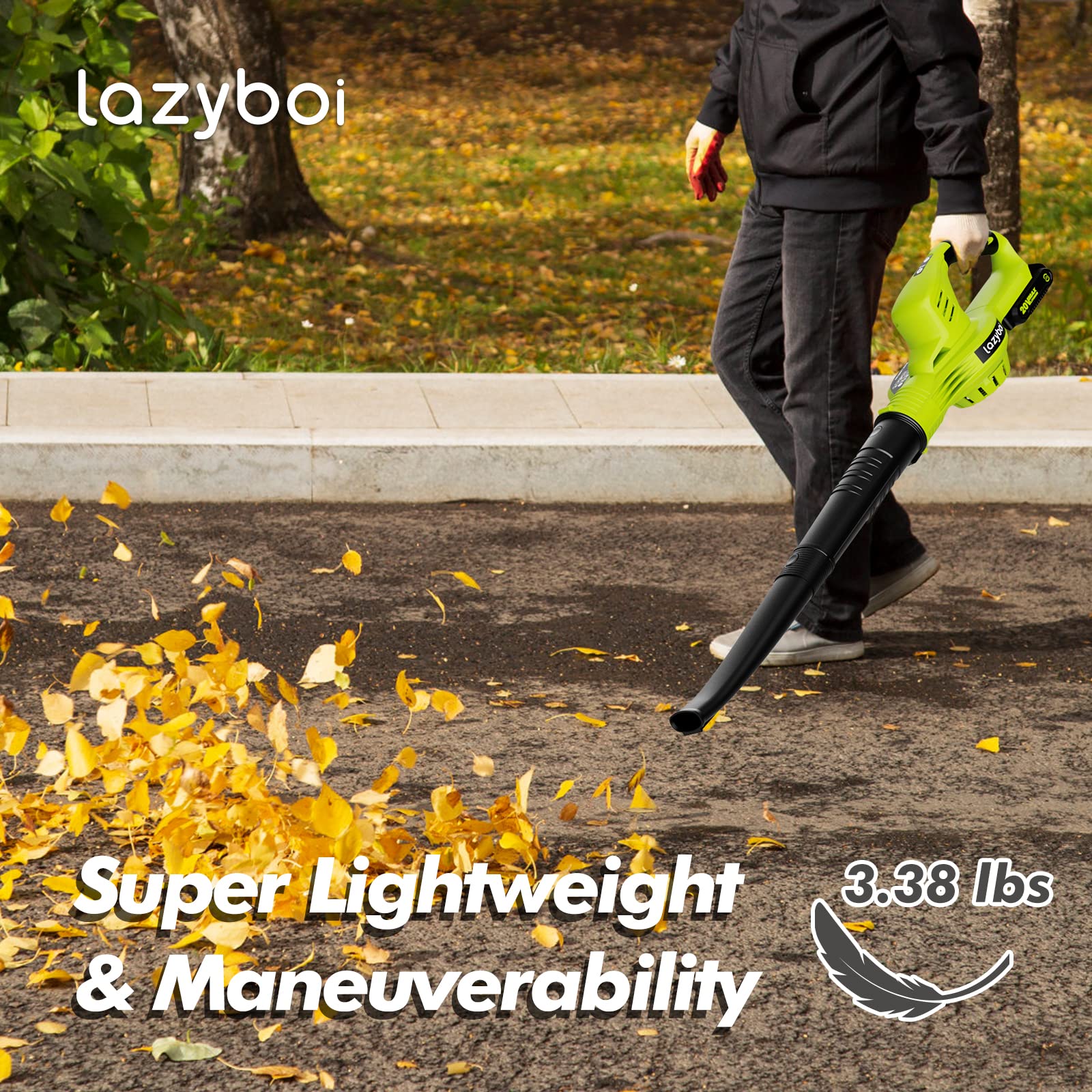 LAZYBOI Electric Leaf Blower Cordless with 2 Batteries and Charger - UZIS Sports