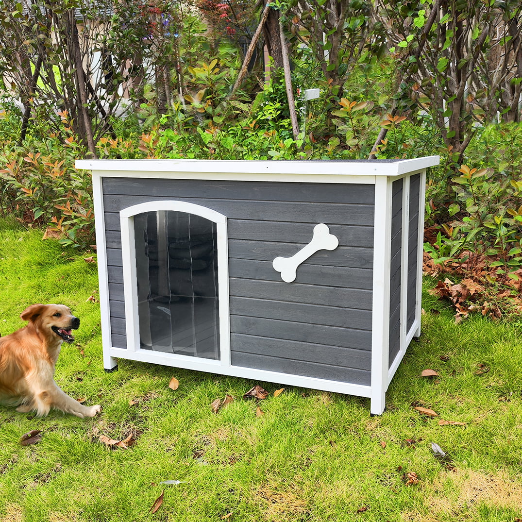 Outdoor Dog House, Large Wooden Waterproof Dog Cage, Windproof Warm Dog Kennel Easy to Assemble - UZIS Sports
