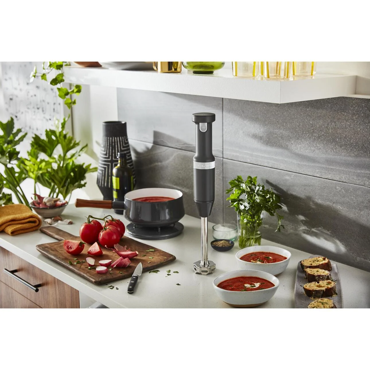 KitchenAid Cordless Variable Speed Hand Blender with Chopper and Whisk Attachment, Charcoal Grey, KHBBV83 - UZIS Sports