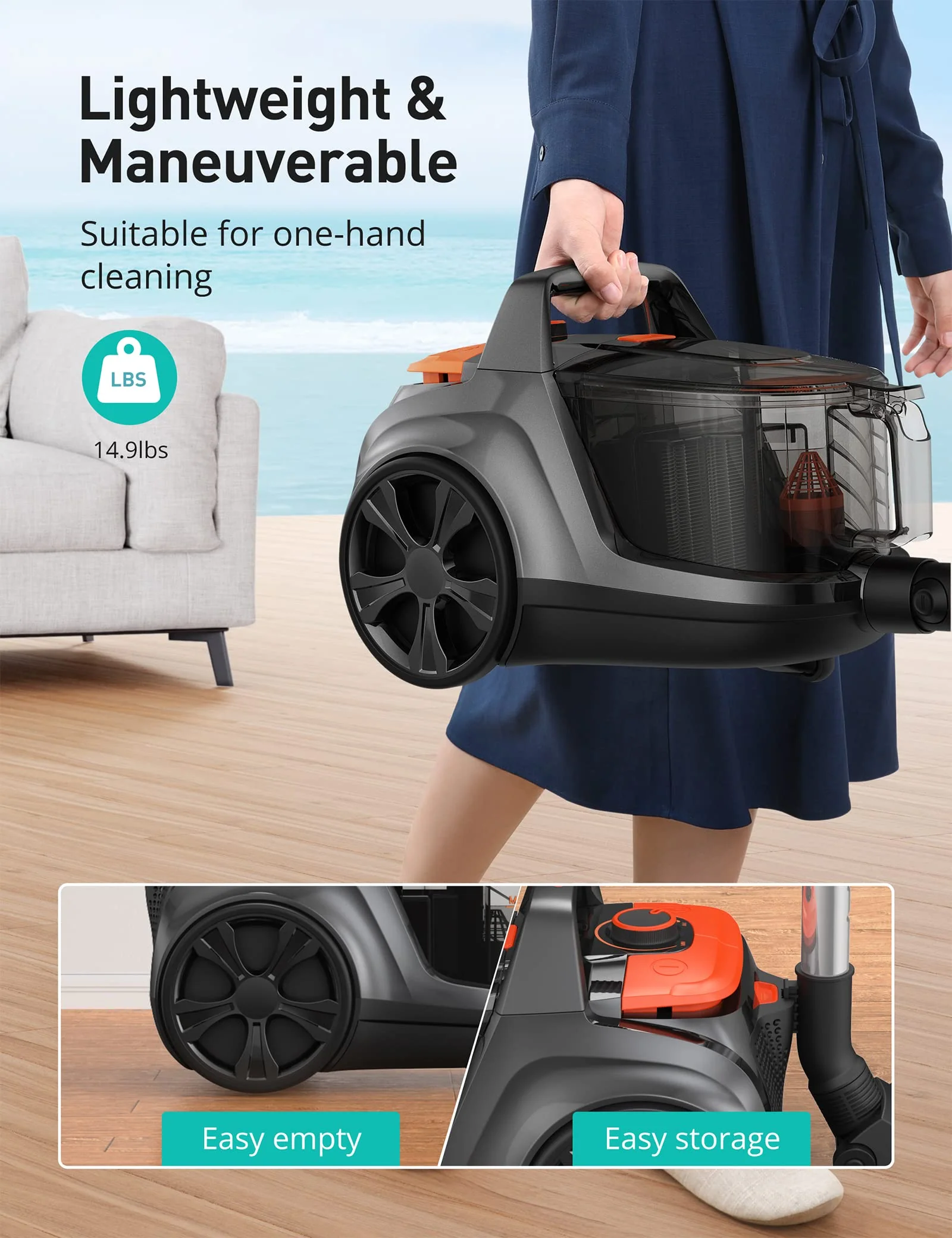 Aspiron 1200W Lightweight Bagless Vacuum Cleaner - UZIS Sports