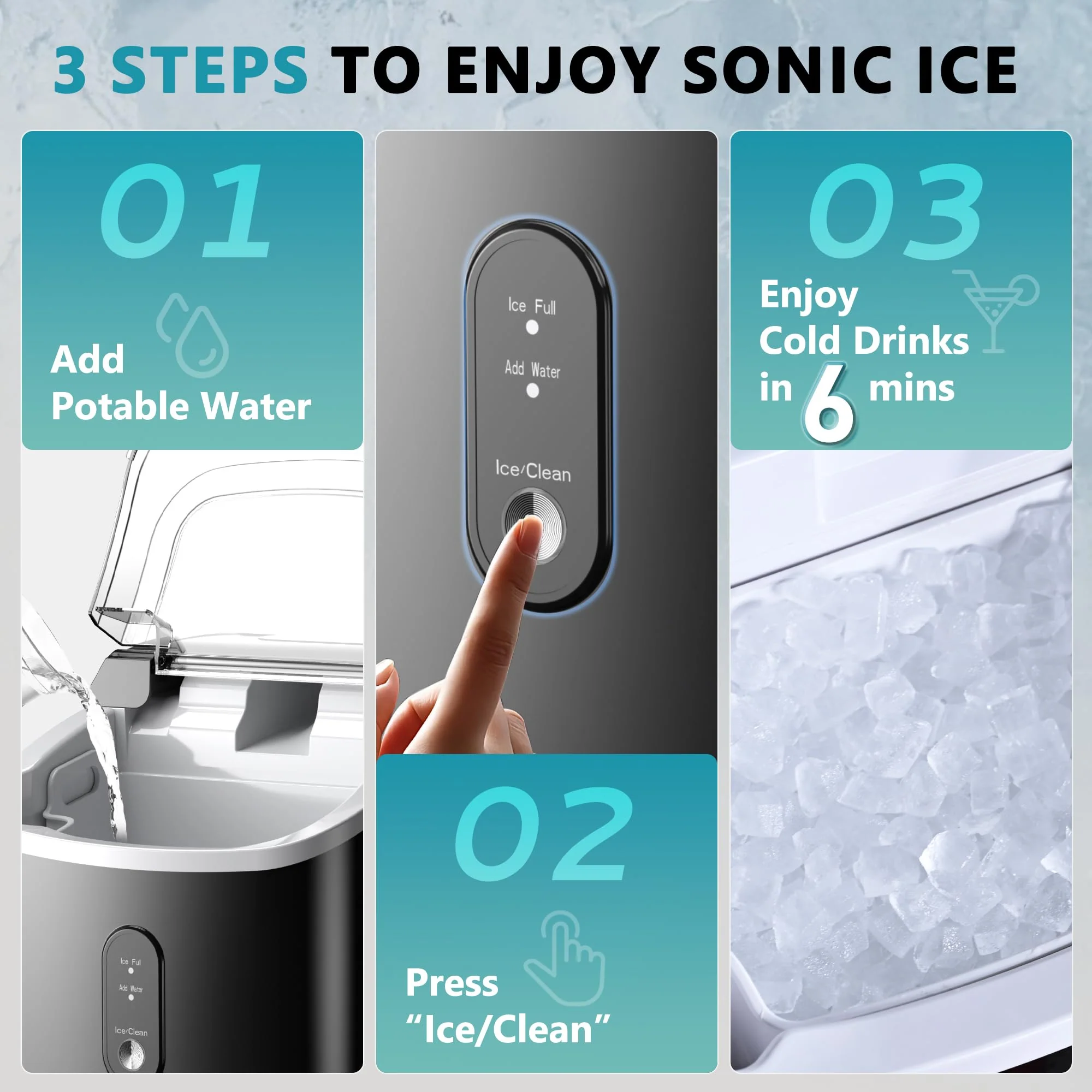 EUHOMY Nugget Ice Maker Countertop with Handle - UZIS Sports