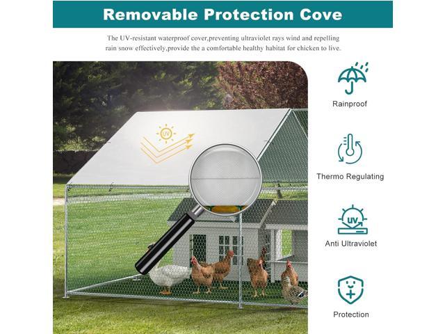 Oarlike Large Metal Chicken Coop with Cover - Heavy Duty Galvanized Steel Walk-in Poultry Run for 20 Chickens, Ducks & Rabbits - UZIS Sports