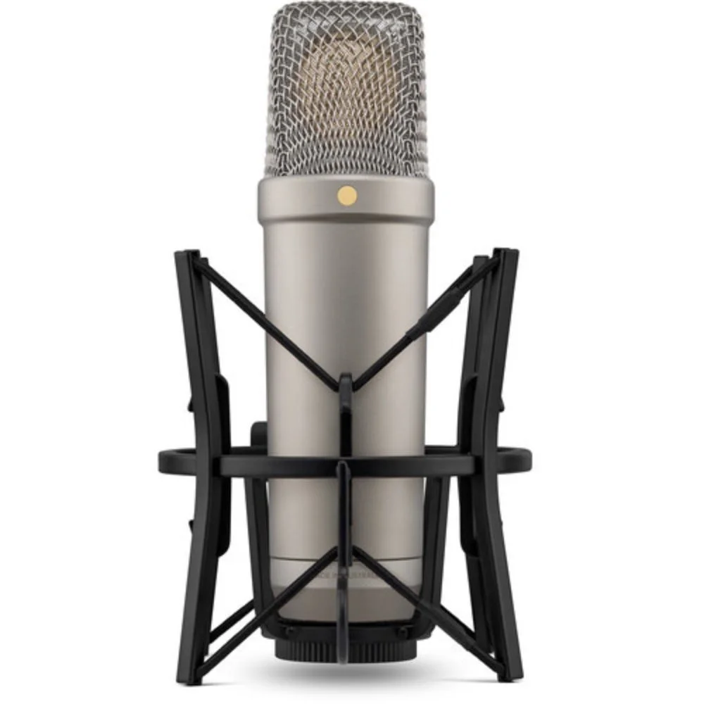 Rode NT1 (Silver)5th Generation Hybrid Studio Condenser Microphone Bundle with Mic Stand with Fixed Boom - UZIS Sports