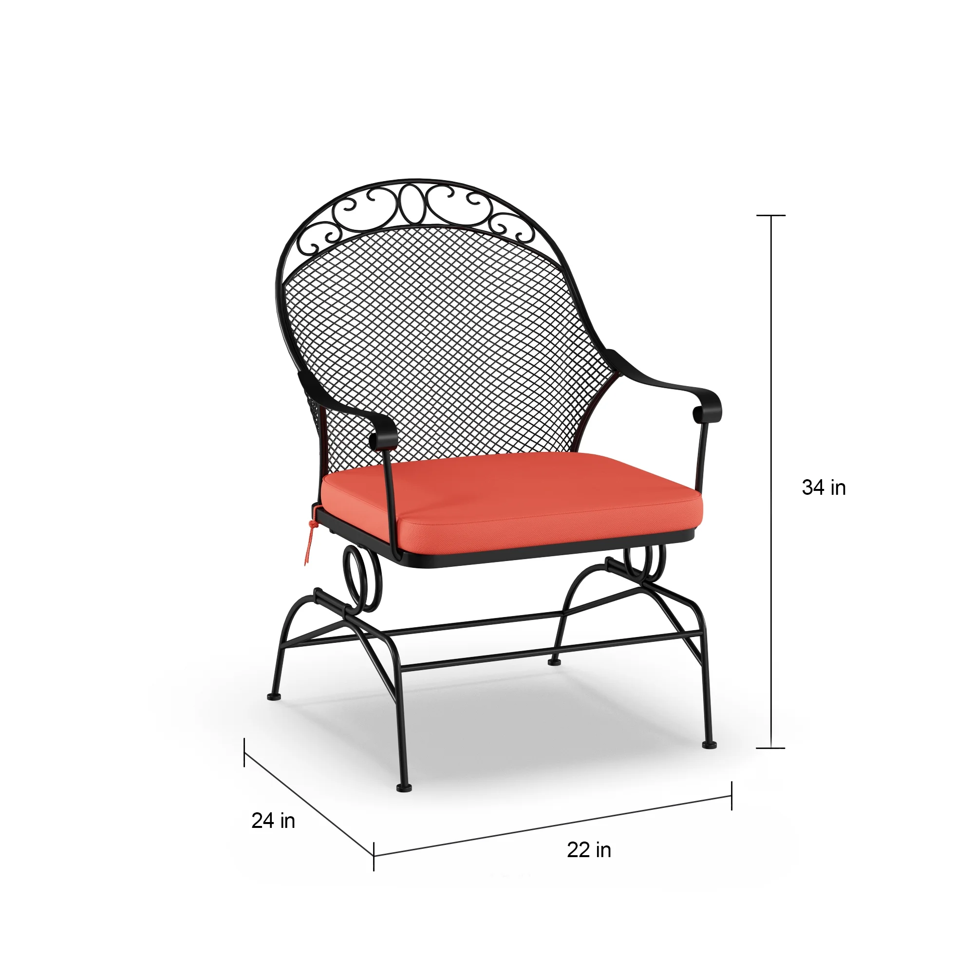 Better Homes & Gardens Clayton Court Outdoor Metal 3-Piece Bistro Set, Red Cushion, Spring Motion Chairs - UZIS Sports