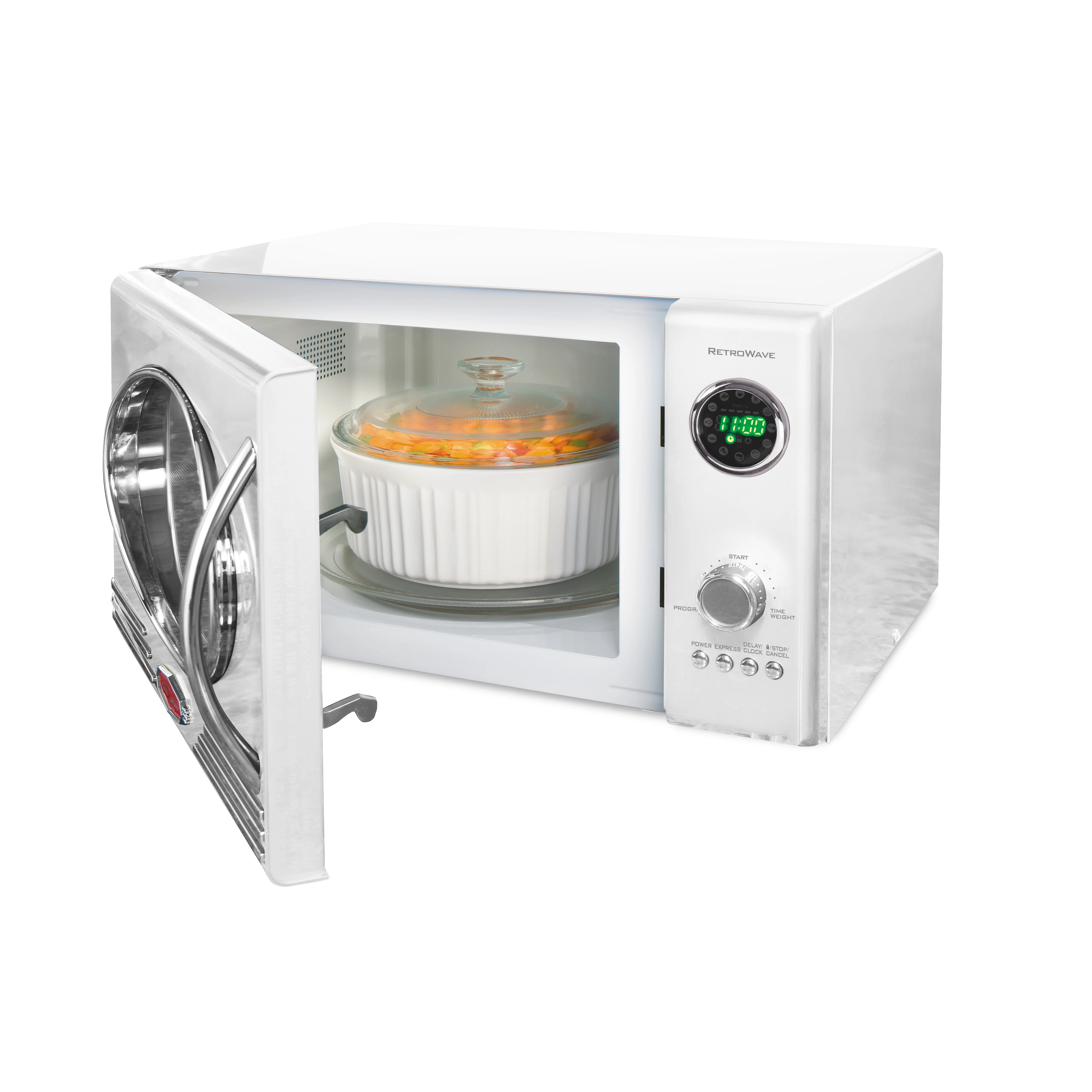 Nostalgia Retro Microwave for Countertop 0.9 cu ft Vintage Microwave, White - UZIS Sports