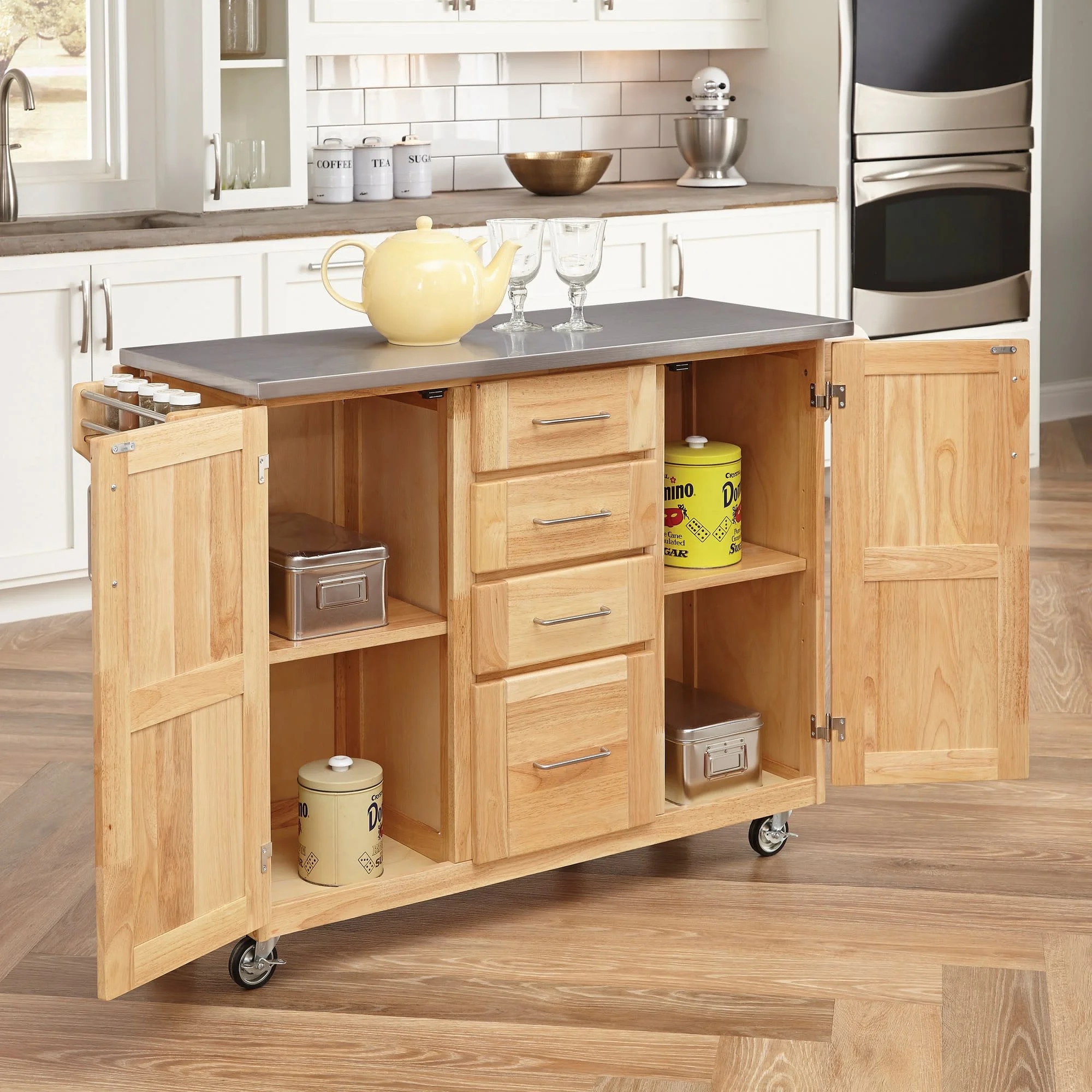 Homestyles General Line Wood Kitchen Cart in Brown - UZIS Sports