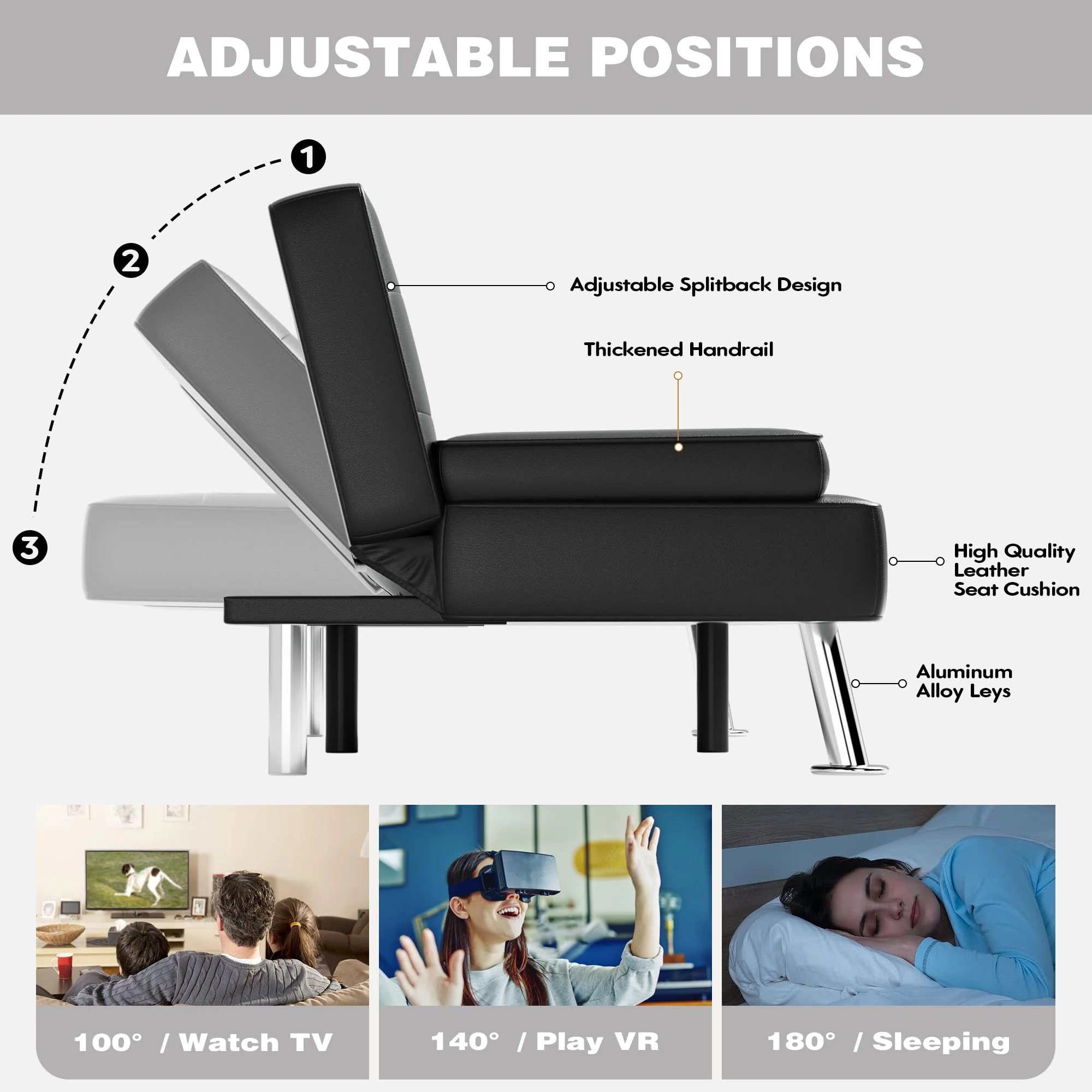 JUMMICO Modern Convertible Folding Futon Sofa Bed - UZIS Sports