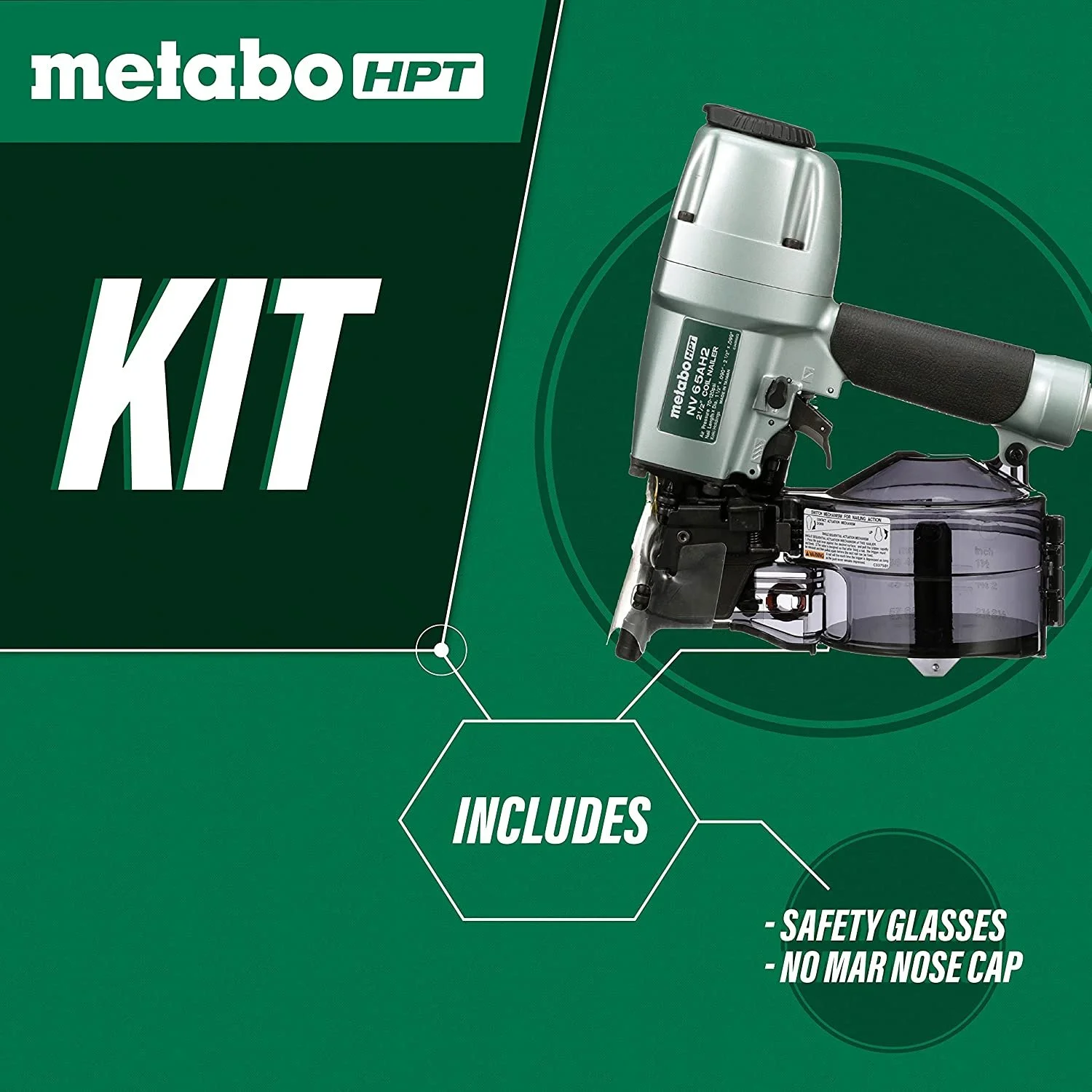 Metabo HPT Coil Siding Nailer, 1-1/2 inch to 2-1/2 inch Siding Nails, Side load, Tilt Bottom Magazine NV65AH2 - UZIS Sports
