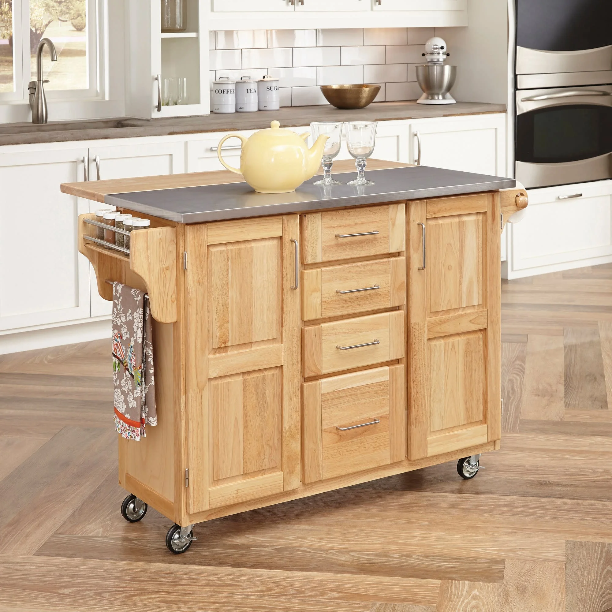 Homestyles General Line Wood Kitchen Cart in Brown - UZIS Sports