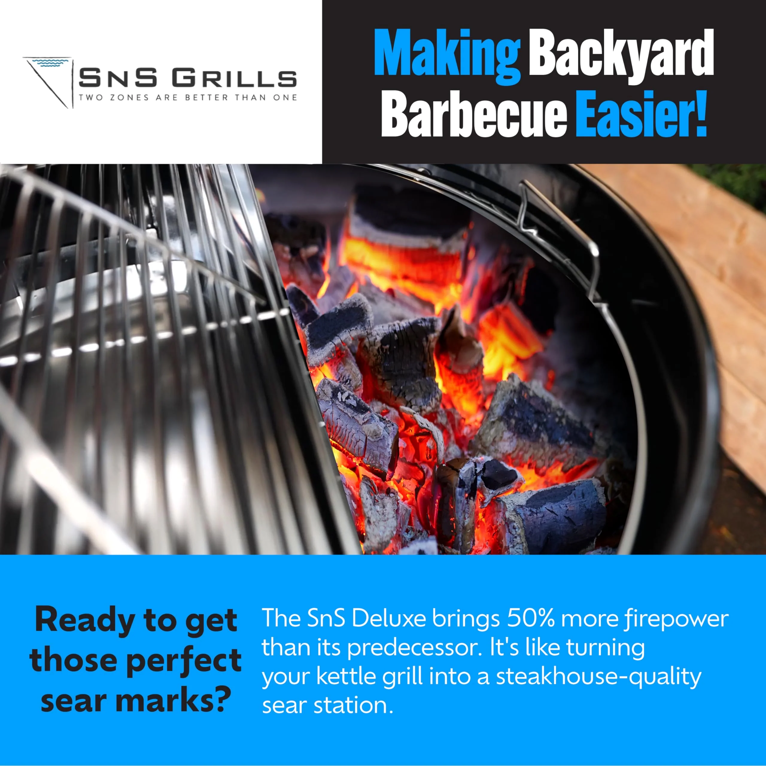 Slow 'N Sear SnS Grills Deluxe Insert, Removable Reservoir - UZIS Sports