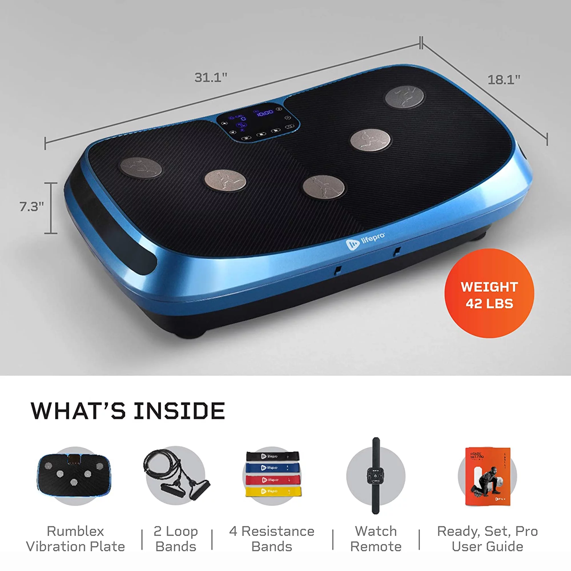 LifePro Rumblex 4D Triple Oscillation Vibration Plate Home Workout Equipment, Blue - UZIS Sports