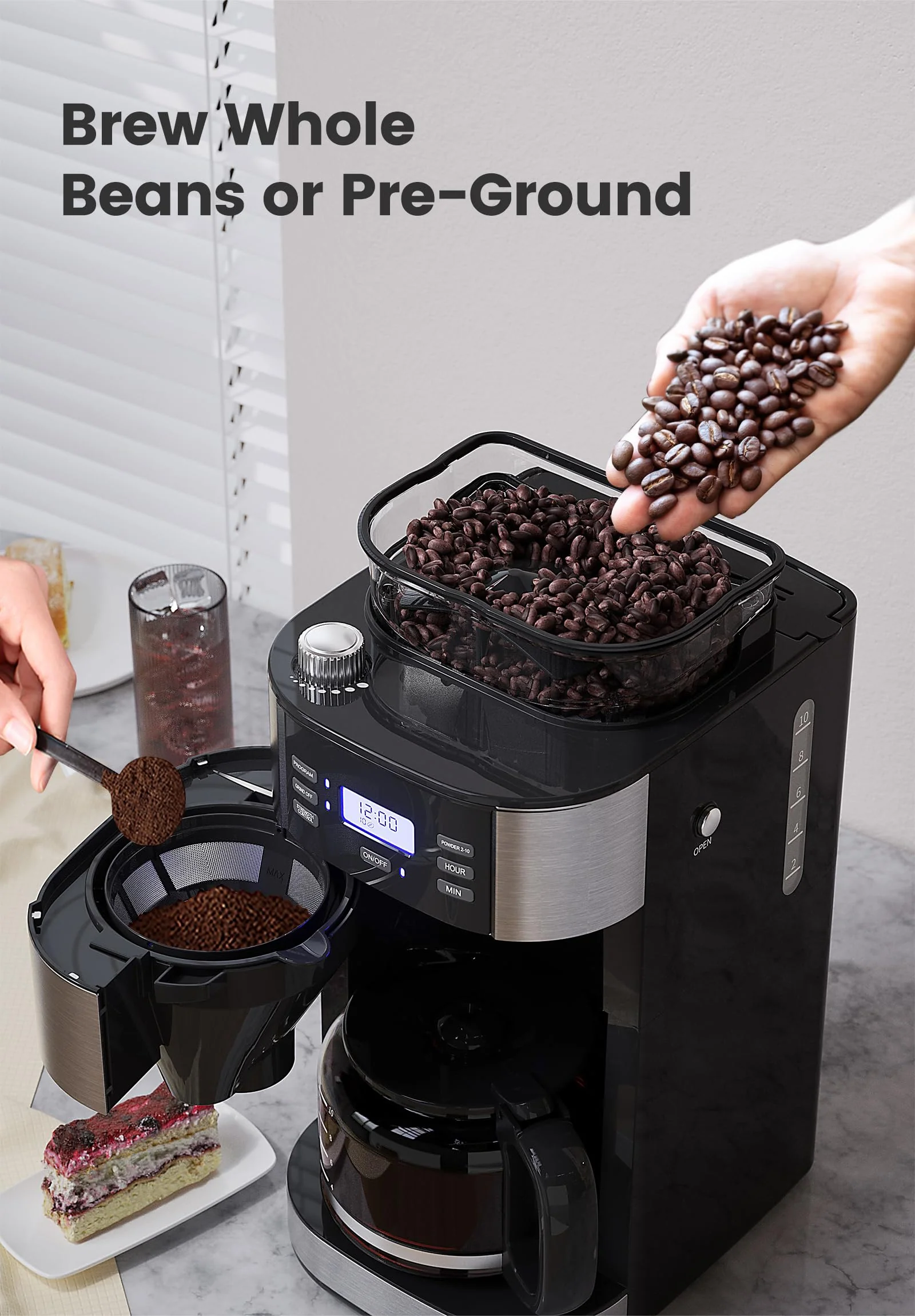 Gevi 10-Cup Coffee Maker with Built-in Grinder - UZIS Sports