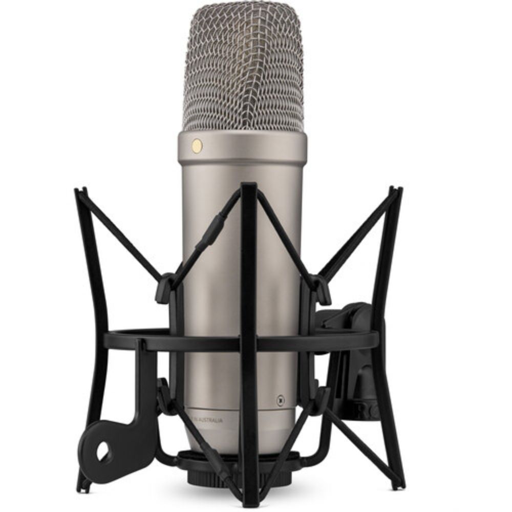 Rode NT1 (Silver)5th Generation Hybrid Studio Condenser Microphone Bundle with Mic Stand with Fixed Boom - UZIS Sports