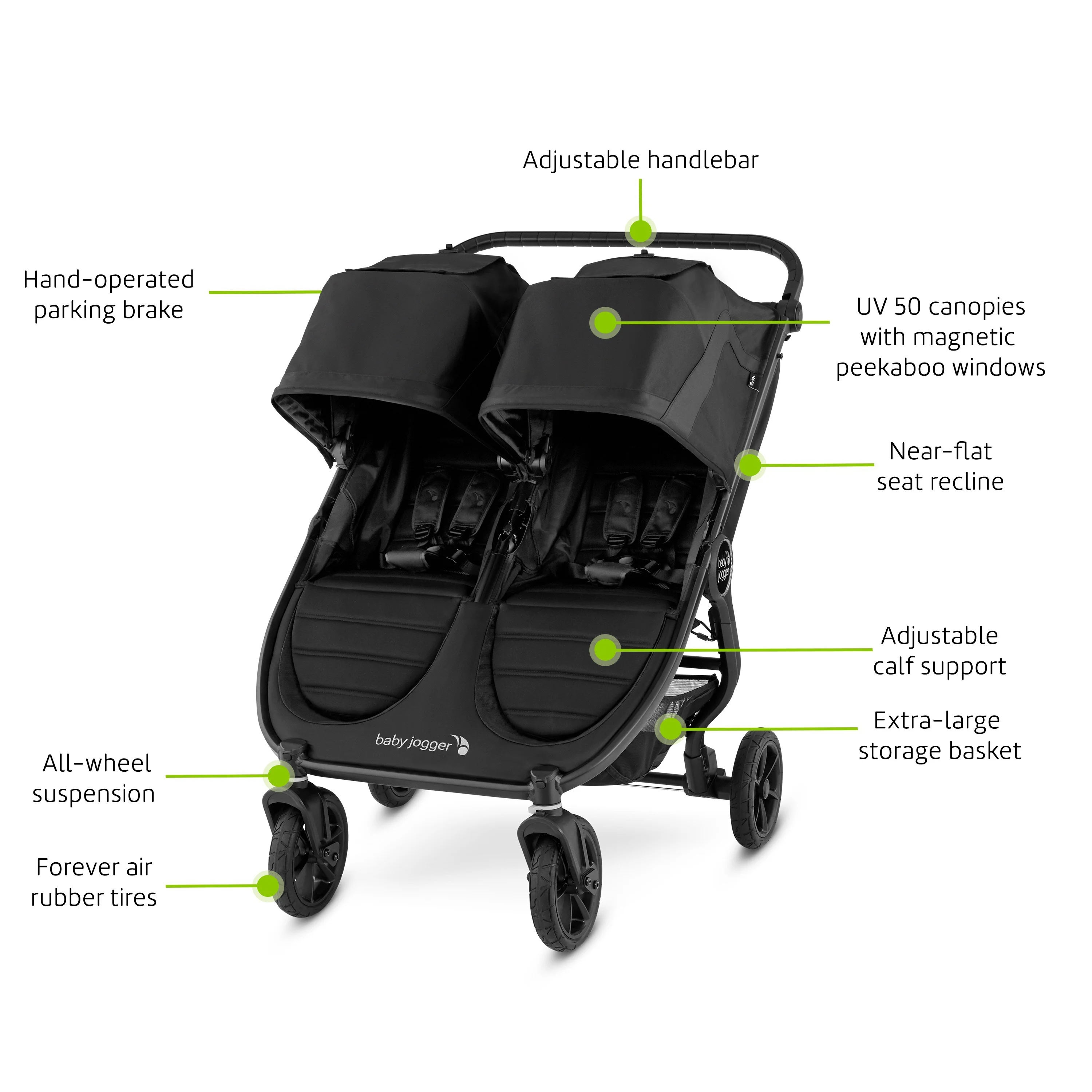 Baby Jogger® City Mini® GT2 Double Stroller, Jet - UZIS Sports