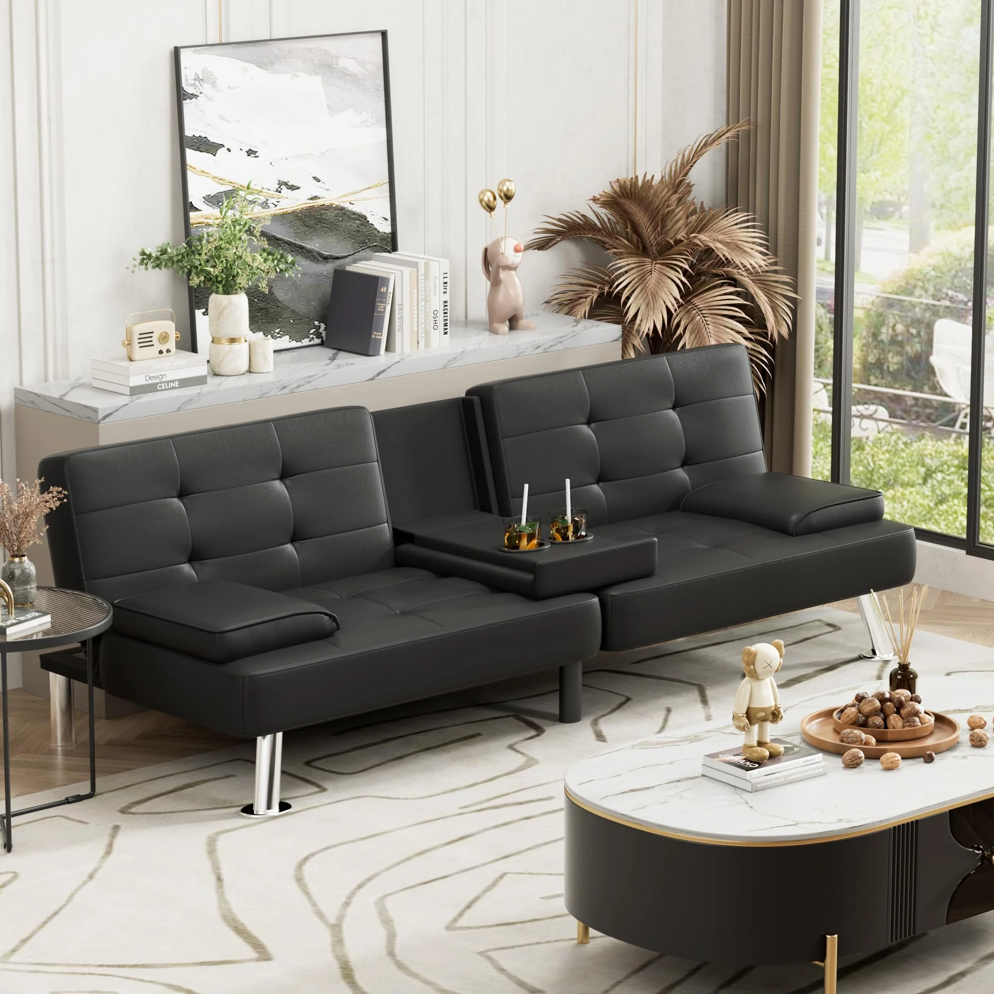 JUMMICO Modern Convertible Folding Futon Sofa Bed - UZIS Sports