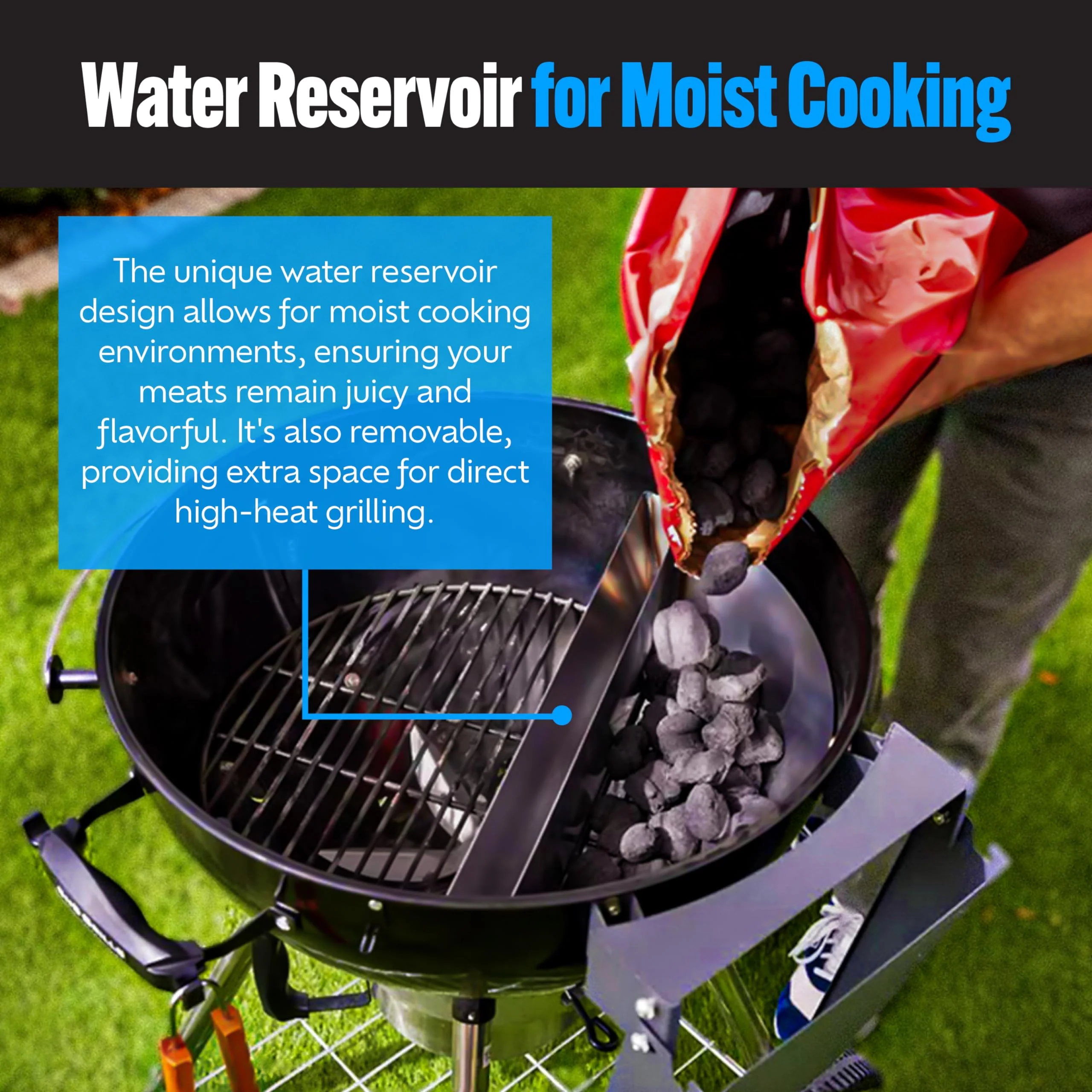 Slow 'N Sear SnS Grills Deluxe Insert, Removable Reservoir - UZIS Sports