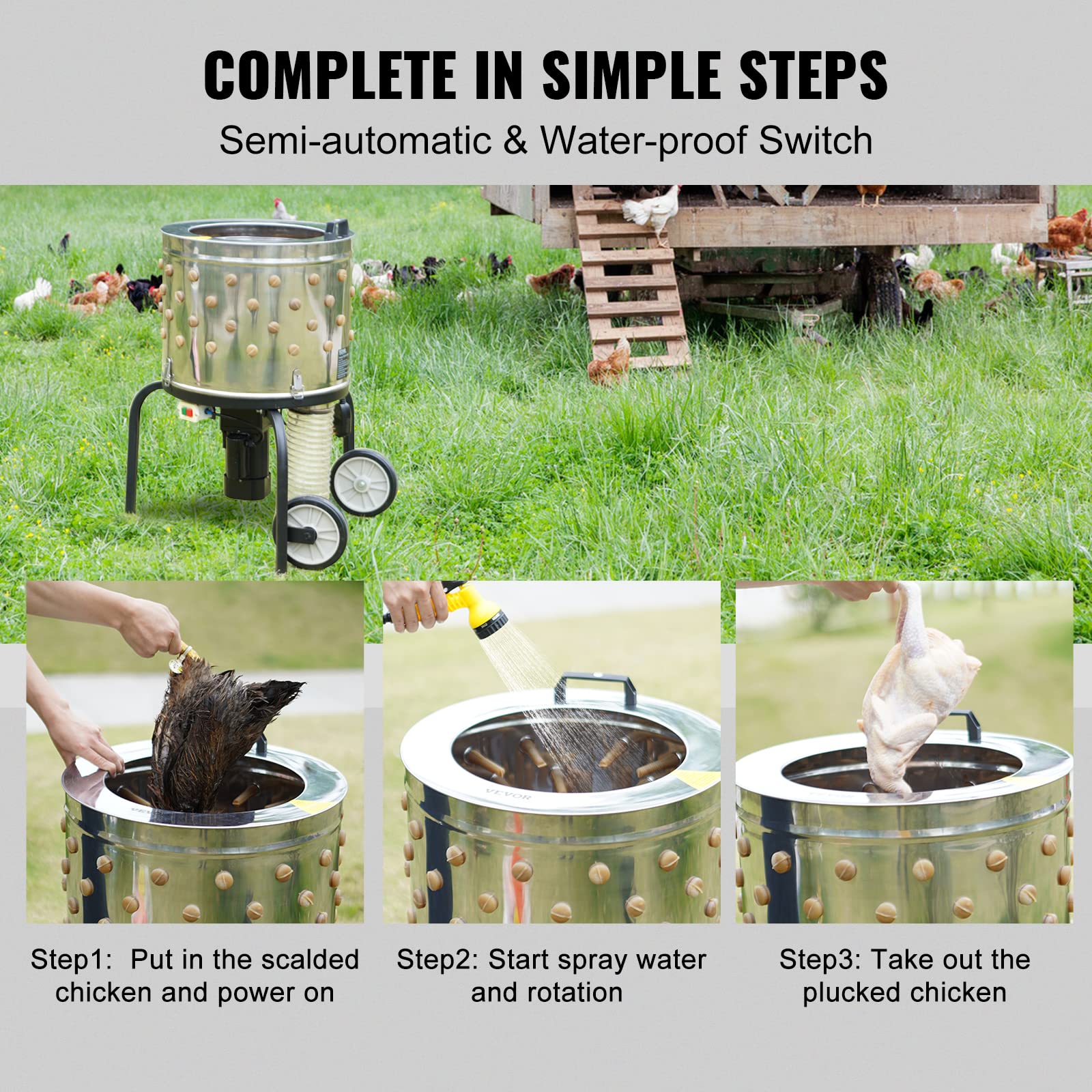 VEVOR 500W Chicken Plucker Machine with 20