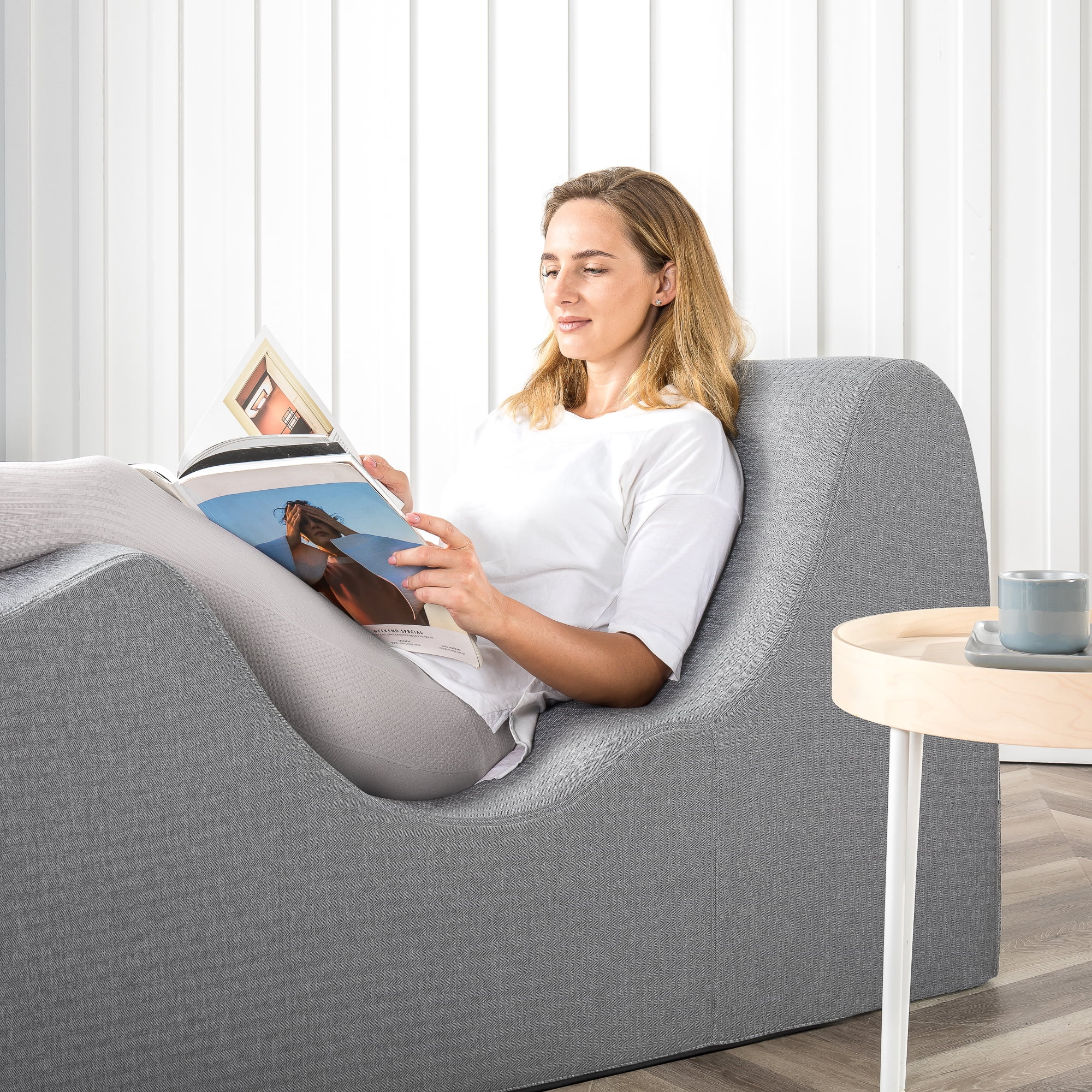 Zinus Lotus Zero Gravity Foam Indoor Chaise Lounger, Herringbone Light Grey - UZIS Sports