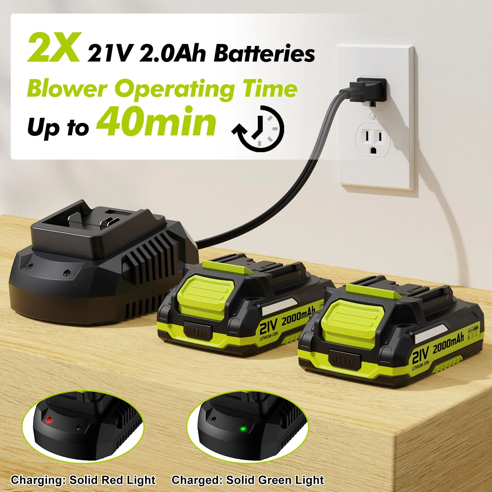 LAZYBOI Electric Leaf Blower Cordless with 2 Batteries and Charger - UZIS Sports