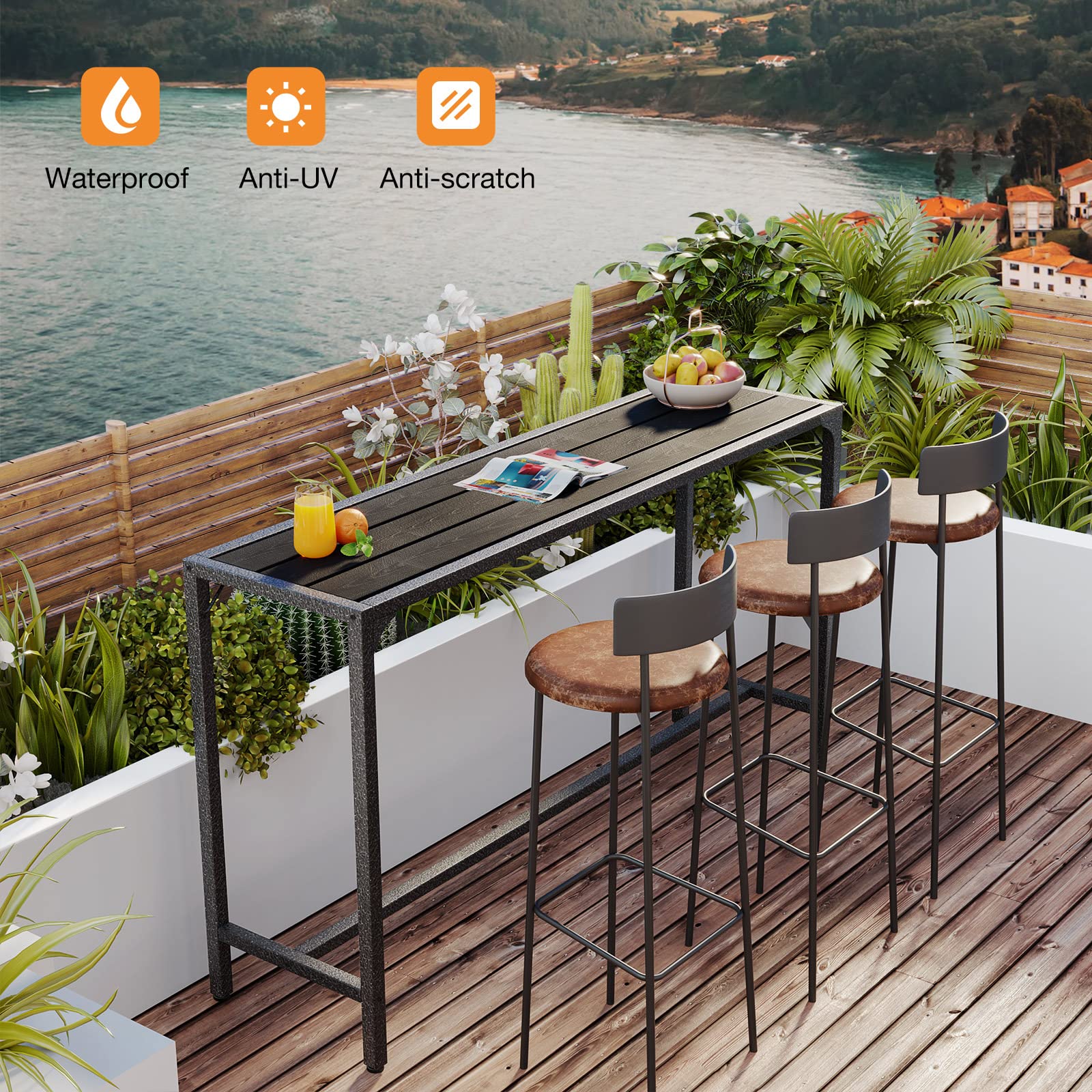 ODK 55 Inch Outdoor Bar Table for Hot Tub, Garden - UZIS Sports