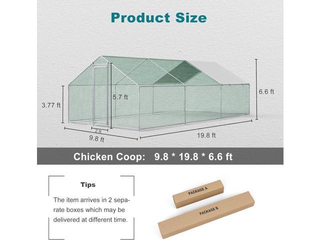 Oarlike Large Metal Chicken Coop with Cover - Heavy Duty Galvanized Steel Walk-in Poultry Run for 20 Chickens, Ducks & Rabbits - UZIS Sports