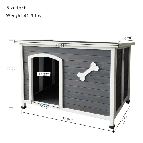 Outdoor Dog House, Large Wooden Waterproof Dog Cage, Windproof Warm Dog Kennel Easy to Assemble - UZIS Sports