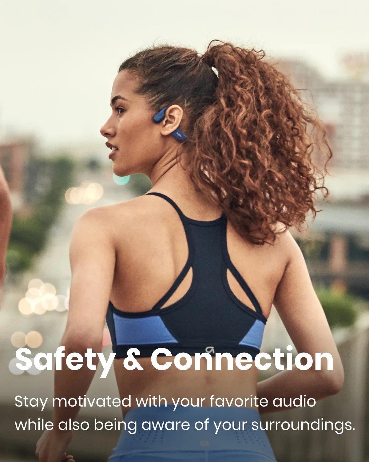 Shokz OpenRun Mini Bone Conduction Waterproof Bluetooth Headphones for Sports with Cooling Wristband (Blue, Mini) - UZIS Sports