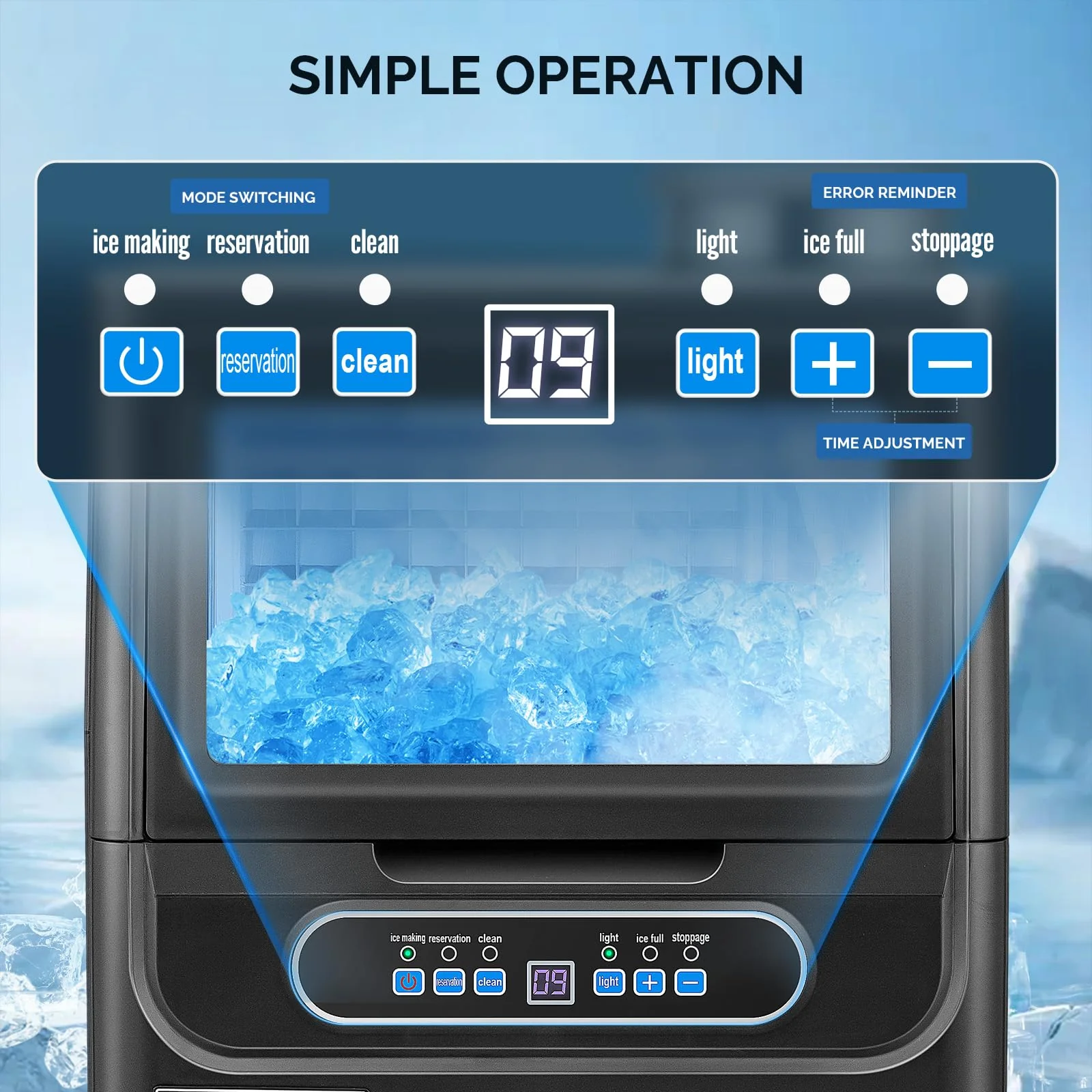 ROVSUN 90LBS/24H Ice Maker Machine with 2 Water Inlets - UZIS Sports